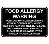 Food allergy warning sign - Please make us aware if you have any allergies restaurant food Safety sign - 1.2mm Rigid plastic 200mm x 150mm