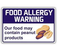Food Allergy Warning Tin Sign, Our Food May Contain Peanut Products Restaurant Shop Cake Shop Decor-8x12inches