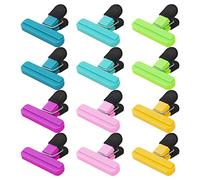 Food Bag Clips for Food Storage, suchkawe 12 Pcs Plastic Sealing Bag Clips in 6 Colours, Reusable Food Clips Sealing Packets Freezer Bags Clips for Keeping Food Fresh, Ideal for Home Kitchen Office