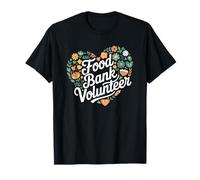 Food Bank Volunteer Heart Shaped Florals T-Shirt