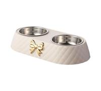 Food Bowl Double Dog Bowl Bow Tie Pp Base Dog Bowl Accessories Double D Supplies Pet Feed T5l9 And Pet Layer Steel