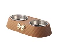 Food Bowl Double Dog Bowl Bow Tie PP Base Dog Bowl Pet Layer Steel Pet D And Double V7R4 Accessories Feed Supplies