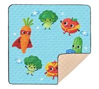 Food Cartoon Pattern Cute Foldable Baby Playmat for Floor Waterproof Newborns Kicking Mat for Babies Infants Toddlers, 50'' x 50''