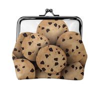Food Chocolate Chip Biscuits Coin Purse for Women, Chic PU Leather Mini Change Pouch with Kiss Lock Clasp, Fashion Change Purse Wallets for Coins, Keys, Lipstick, and Earphones