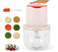 Food Chopper, 600ml Electric Food Processor 100w Electric Vegetable Chopper 2500rpm/Min Garlic Grinder and Onion Blender, USB Charging Meat Blender with 3 Blades for Meat Onions Garlic Fruit Vegetable
