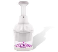Food Chopper Vegetable Cutter with Container Onion Veggie Garlic Nut Dicer Manual Hand, White