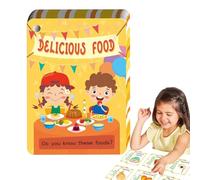 Food Cognitive Card, Food Flash Card - 48x Interactive Funny Educational Flash Cards - Funny Early Learning Game, Home Supplies for Boys, Wire