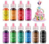 Food Coloring Liquid 10 Colors for Baking,Cherrysea Food Grade Cake Food Coloring Set for Halloween,Fondant,Cookies,Icing,Easter Egg Dessert Decorating Making DIY Supplies Kit- 0.25 Fl. oz (6