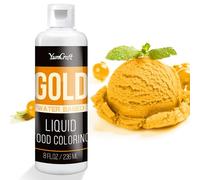 Food Coloring Liquid - Vibrant Color Food Coloring for Cake Decorating, Baking, Easter Egg, Icing - Tasteless Food Color Dye for Fondant, Cooking, Slime, Airbrush (Gold, 236ml)