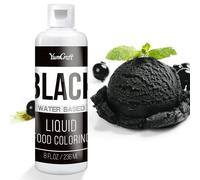 Food Coloring Liquid - Vibrant Color Food Coloring for Cake Decorating, Baking, Easter Egg, Icing - Tasteless Food Color Dye for Fondant, Cooking, Slime, Airbrush (Black, 236ml)