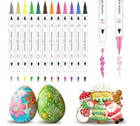 Food Colouring Pen,12pcs Edible Markers Icing Pens Double Side Food Grade Edible Pens for Cake Decorating with Fine&Thick Tip,Edible Gourmet Writer for Cookies,Fondant,Desserts,Easter Eggs Decor Pens
