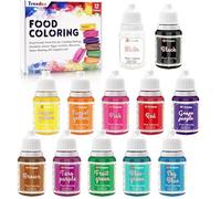 Food Colouring Set,12 Colours x 10ml Vibrant Cake Food Colouring for Baking Cake Decorating Food Grade Food Dye Concentrated Liquid for Icing,Fondant,Easter Eggs,Cookies,Slime Making DIY Supplies Kit