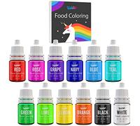 Food Colouring Set - 12 Vivid Colours Food Colouring Set for Baking, Cake Decorating, Icing, Cookie, Fondant and Macaron - Liquid Tasteless Food Colour Dye for DIY Soap Making and Crafts - 6ml Each