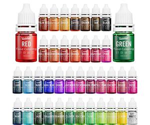 Food Colouring Set - 40 Vivid Colours Food Colouring Set for Baking, Cake Decorating, Icing, Cookie, Fondant and Macaron - Liquid Tasteless Food Colour Dye for DIY Soap Making and Crafts - 6ml Each