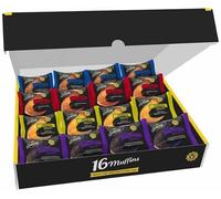 Food Connections Assorted Mixed American Style Fluffy Muffins, 4 Flavours, 16 Per Box (16 Muffins, Untopped)