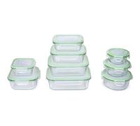 alpina Food Storage Containers with Lids - Glass - 12 Pieces - Glass Container - Storage Box - Microwave, Freezer, Over and Dishwasher Safe - 9 Sizes, Green
