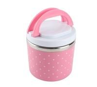 Food Container, Insulation Insulated Lunch Box, 600ML Stainless Steel Round Double Handles Circular Point for Work Picnic