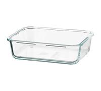 Food Container, Rectangular, Glass, 1.0 L, Assembled Size: Length: 21 cm Width: 15 cm Height: 6 cm Volume: 1.0 L