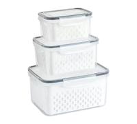 Food Containers, Airtight Storage, 850ml, 1750ml & 3300ml 3 Pieces Multipurpose Reusable Kitchen Organizer With Secure Lids, Produce Box for Meat, Berry, Salad, Grain, Cereal, Pantry Freshness