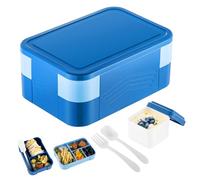 Food Containers for Lunch - Large Capacity Leakproof Snack Container - Multiple Compartments 2 Layer Food Box, Meal Prep Containers for School Work