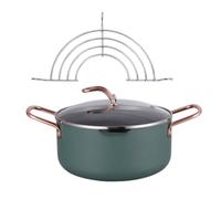 Food Cooking Pot Stainless Steel Non Stick Flat Bottom | Tempered Glass Lid, Ergonomic Handle, Easy Cleanup for Small Households, Dorm Cooking and Sauces Random Color