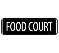 Food Court Acrylic Sign For Office Door Wall Home And Business, Easy To Mount Informative Plastic Sign With Symbols 10" X 3"