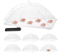 Food Cover Food Tent Set, 2 Extra Large 40"X24" and 6 Standard 17"X17" Mesh Food Covers for Outside, 8 Pack Collapsible, Reusable Pop-Up Umbrella Food Nets for Picnics, Outdoor Camping, Parties, BBQ