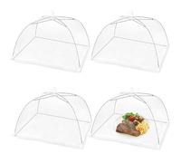 Food Covers 4 Pack, Food Covers Mesh Pop Up for Outdoor Camping Picnics Parties BBQ, Food Net Cover to Keep Out Flies and Mosquitoes, 32 X 32 Cm/12.6 X 12.6 in White Mesh Fabric