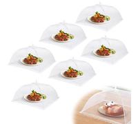 Food Covers Mesh Pop Up, 6 Pack 43 x 43 cm Collapsible Food Net Covers | 6 reusable pop-up mesh food covers for plates, cakes and fruit bowls; folds flat for picnic, BBQ, party and home storage.