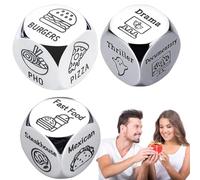 Food Decision Dice, 3 Meal Decision Dice, Metal Food Decision Dice Decider For Couple Boyfriend Girlfriend Husband Wife Date Night Dice