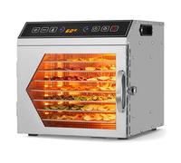 Food Dehydrator,400W 8-Tray Stainless Steel Food Dryer with 8 Silicone Mats,Adjustable Timer & Temperature 30-90°C,for Fruit Meat Biltong Jerky Vegetables Herbs Pet Treats,BPA-Free