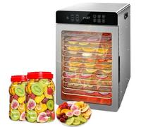 Food Dehydrator for Jerky,12 Stainless Steel Trays,10.9ft² Meat Dehydrator with Digital Timer & 86℉-194℉ Temp Control,4 Presets,800W Electric Dehydrator Machine for Fruit,Herbs,Yogurt,Pet Treats