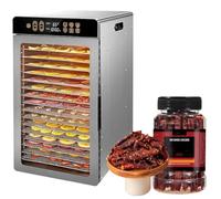 Food Dehydrator for Jerky,12 Stainless Steel Trays,14.6ft² Meat Dehydrator with Digital Timer & 86℉-194℉ Temp Control,4 Presets,800W Electric Dehydrator Machine for Fruit,Herbs,Yogurt,Pet Treats