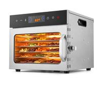 Food Dehydrator Machine - 6 Stainless Steel Trays Electric Dehydrator with Digital Touch Control, 35-90°C & 24H Timer, Powerful Airflow for Beef Jerky, Fruit, Vegetables, Herbs - Drip Tray Included