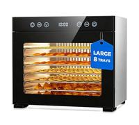 Food Dehydrator Machine, Powerful Dehydrator with 8 Stainless Steel Trays, Adjustable Timer & Temperature, Quiet Dryer for Mint, Fruits, Herbs, Treats