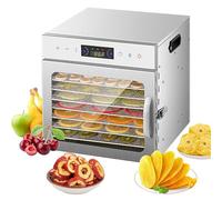 Food Dehydrator Machine, Stainless Steel Food Dehydrator,Stainless Steel Fruit Dryer Machine,Touch Panel with 24H- Timer & 35-90°C Temperature Control,for Fish Vegetables Meat Jerky Herb (8 Tier)