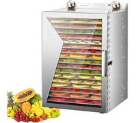 Food Dehydrator - Stainless Steel Electric Dryer with 30-90°C Temp Control, Visible Window, 18 Layers for Jerky, Meat, Fruit, Vegetables, and Healthy Snacks