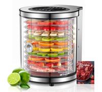 Food Dehydrator with 10 Stainless Steel Trays, Rotating Fruit Dryer with 9 Presets & LCD Touchscreen, 35-75°C Temperature Control & 48H Timer, Low Noise 850W Meat Jerky Maker, Overheat Protection