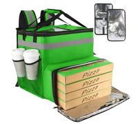 Food Delivery Backpack,Large Insulated Backpack for Doordash/Uber Eeats, Expandable Cooler Bags for Bike/Motorcycle with Reflective Strip/Cup Holders,Reusable Pizza Food Delivery Bag with Hand Straps
