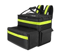 Food Delivery Backpack with 2 Base Plates, Large Expandable & Insulated Pizza Delivery Bag with Reflective Strip, Waterproof Insulated Lunch Bag for Hot/Cold Food, Grocery Takeout Camping(black green)