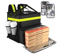 Food Delivery Bag,Large Insulated Backpack for Doordash/Uber Eeats, Expandable Cooler Bags for Bike/Motorcycle with Reflective Strip and Cup Holders,Reusable Pizza Food Delivery Bag with Hand Straps