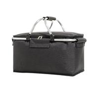 Food Delivery Bag Super Large Outdoor Picnic Basket Cooler Case Box Thermal Insulated Bag Collapsible Foldable Aluminum Frame Foil(Black)