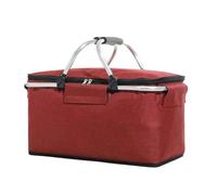 Food Delivery Bag Super Large Outdoor Picnic Basket Cooler Case Box Thermal Insulated Bag Collapsible Foldable Aluminum Frame Foil(Red)