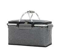 Food Delivery Bag Waterproof Super Large Outdoor Picnic Basket Cooler Case Box Thermal Insulated Bag Collapsible Foldable Aluminum Frame Foil(Grey)