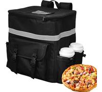 Food Delivery Insulated Bag, Delivery Bag with Pockets, Hot Pizza Delivery Bag, Insulated Food Carrier, Waterproof Food Backpack, Four Cup Holder Bag, Portable Food Delivery Bag, Travel Food Delivery,