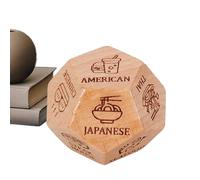 Food Dice for Couples, Decision Dice for Dinner - Wooden Food Choosing - 12 Sided Decision Dice, Funny Dice on What to Eat, Reusable for Navid