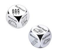 Food Dice - Fun Couples Game for Date Night, Gift for Him/Her, Boyfriend Girlfriend - Stainless steelDice for Choosing Meals Like Pizza, Pasta, Hamburg - Anniversary, Christmas, Birthday Gift