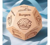 Food Dice - Fun Couples Game for Date Night, Gift for Him/Her, Boyfriend Girlfriend - Wooden Dice for Choosing Meals Like Pizza, Pasta, Salad - Anniversary, Christmas, Birthday Gift