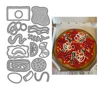 Food Die Cuts for Card Making,Splicing Pizza Toppings Cheese Tomato Metal Cutting Dies for Paper Scrapbooking, DIY Stencils for Album Party Wedding Festivals Decoration