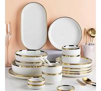 Food, Dinner, Tableware, Salad, Soup Bowl, Ceramic Plates and Bowls,Color2Person Set